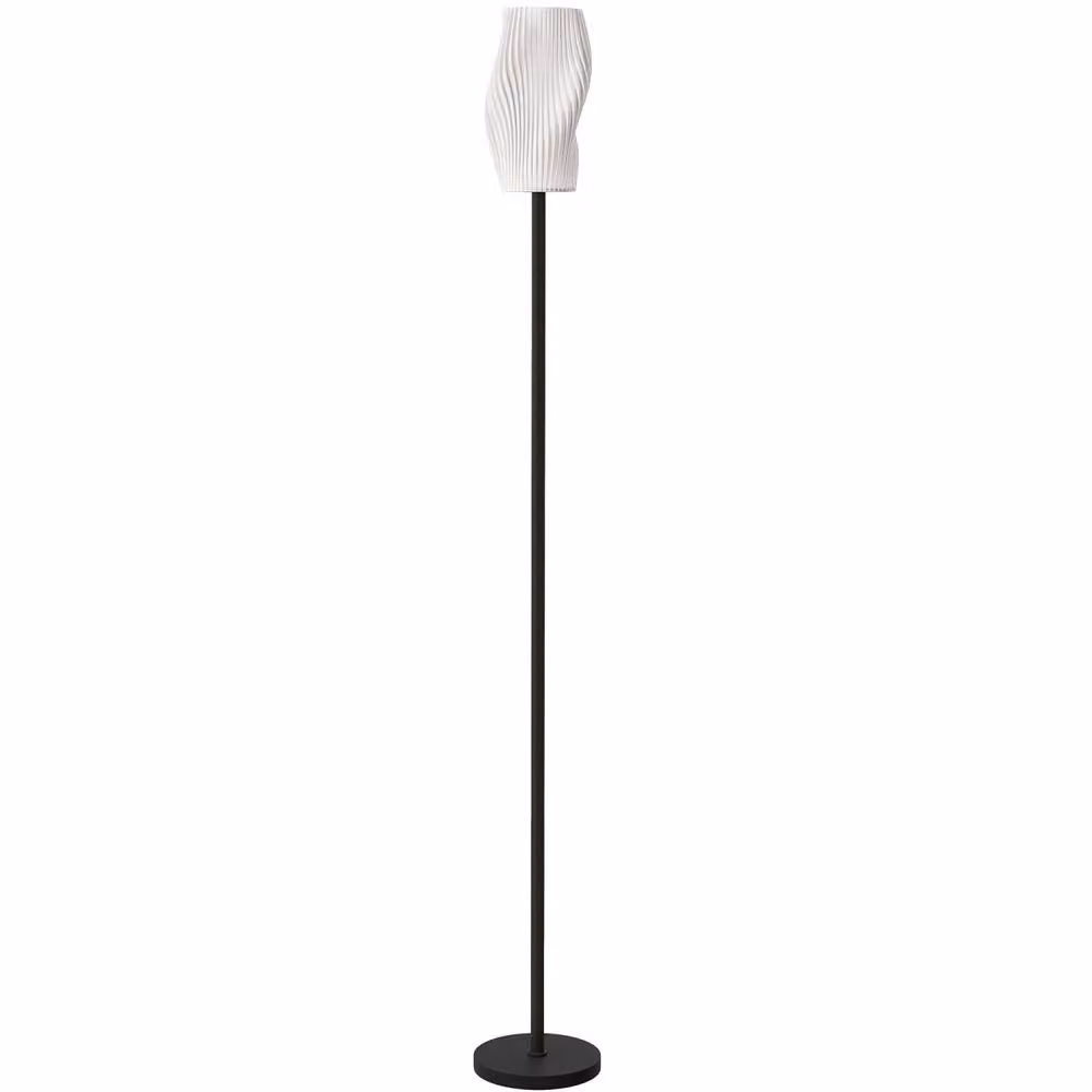 Wyld Haus Yolure White Modern Floor Lamp with 3D Printed Curved Shade and Foot Switch, Height: 147 cm – 3