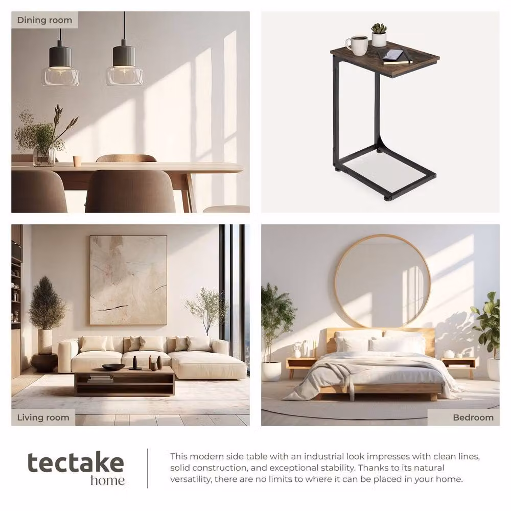 tectake Erie Industrial Style Bedside Table in Dark Brown, W/D/H: 40 x 30 x 63 cm – 5
