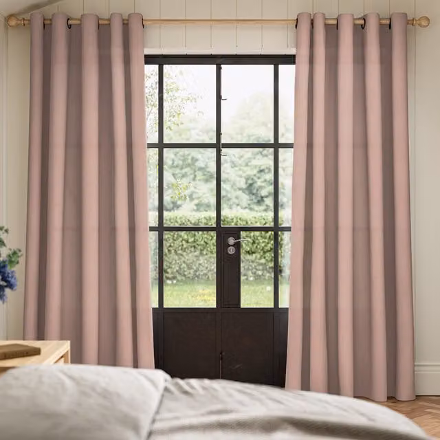 ANTE DECOR Aura No Joins Light Filtering Made To Measure Eyelet Curtains in Rose Pink