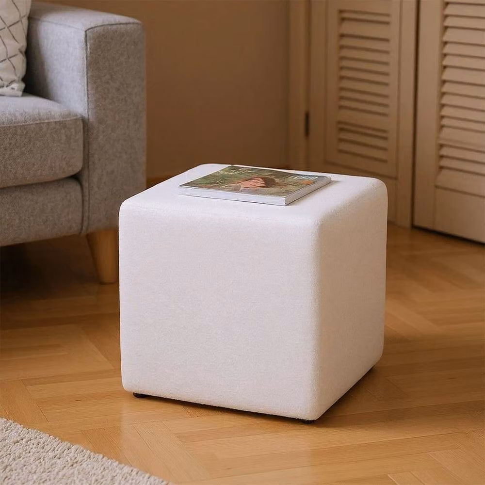 Kelvenix Cube Ottoman Velvet Footstool and Make-up Chair in White – 2