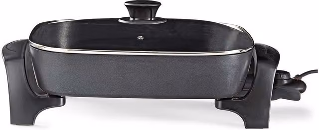 Nedis Electric Skillet Pan Cooker with Non-Stick Aluminium Body and Glass Lid, Black