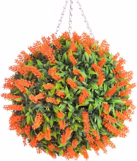 Best Artificial LTD Orange Lush Lavender Hanging Basket Topiary Ball, Diameter: 38 cm