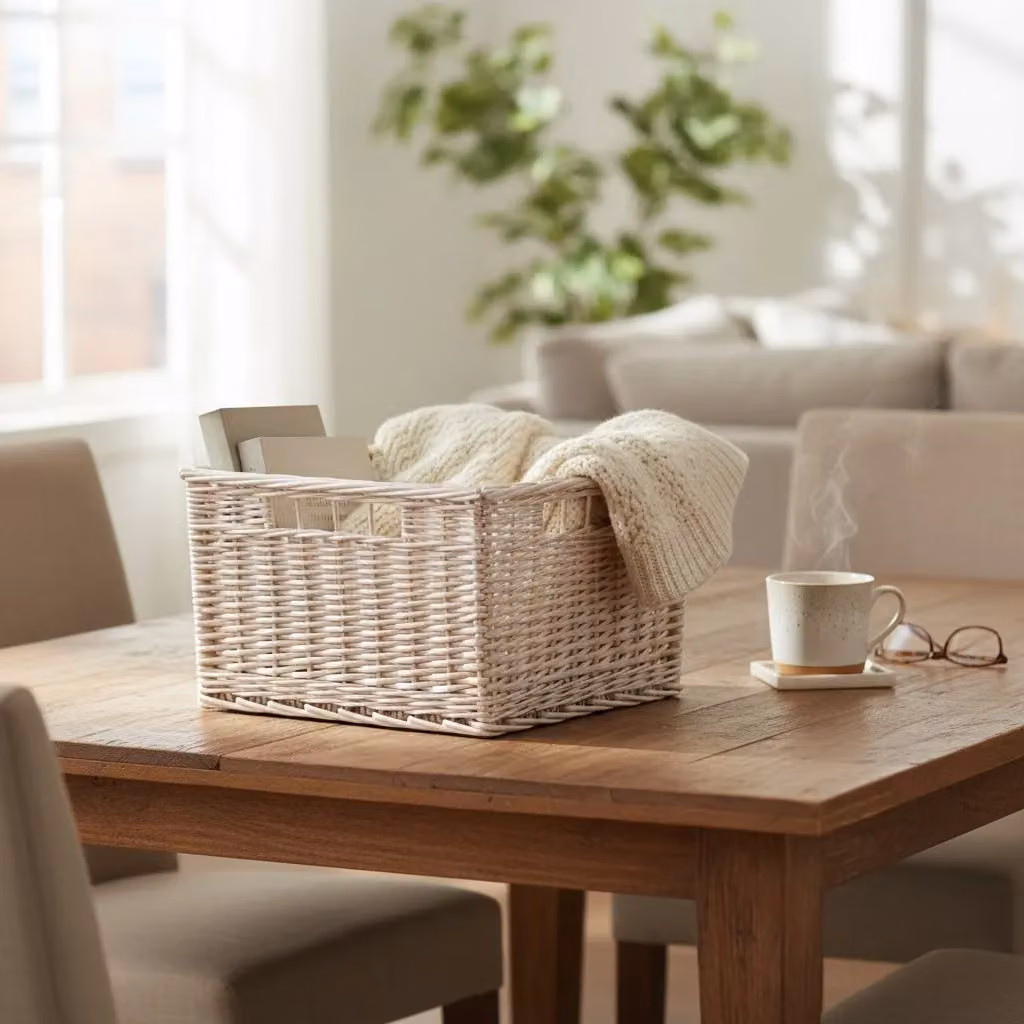 Red Hamper Provence Wicker Kitchen Basket in White and Red – 2