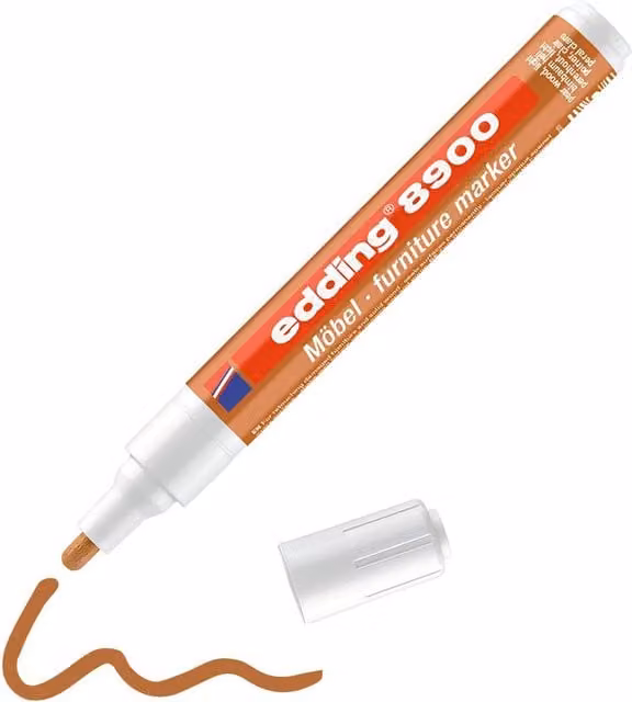 Edding 8900 Permanent Furniture Marker with Bullet Tip in Orange and Brown