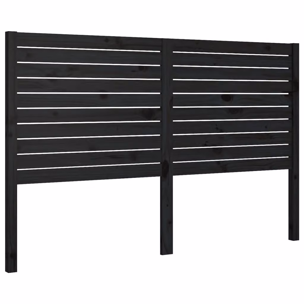 Berkfield Home Black Solid Wood Pine Bed Headboard, W: 146 cm, D: 4 cm, H: 100 cm – 2