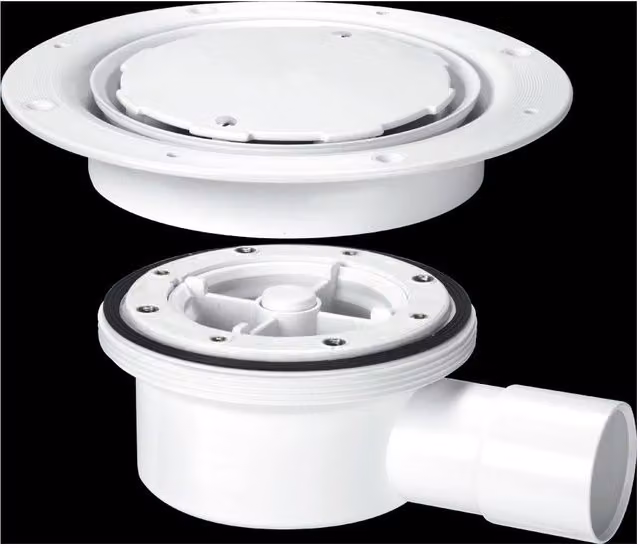 McAlpine VSG52WH Two-Piece White Plastic Round Valve Shower Gully with Clamp Ring