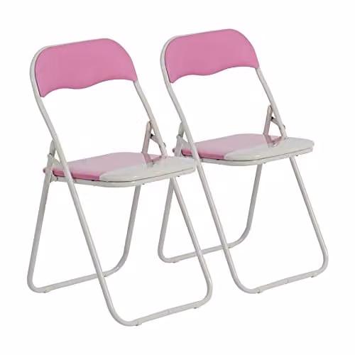 Harbour Housewares Padded Folding Chairs in Pink, Pack of 2
