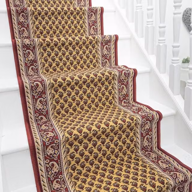 runrug Acni Stair Runner Carpet, Cream, W: 100 cm, L: 720 cm