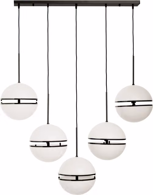 Fifty Five South Modern Sphere LED Pendant Light in Black and Gold/Brass