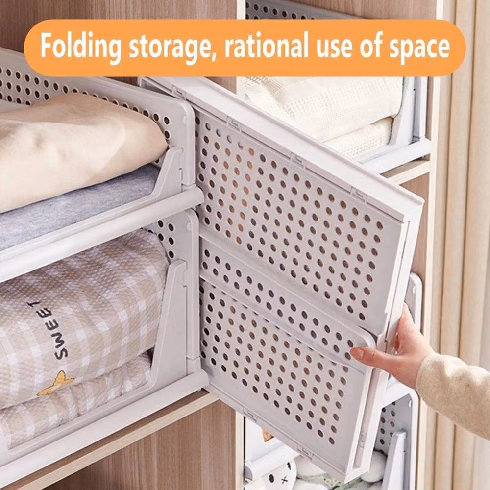 FORGEVIO 4 Pack Stackable White Plastic Storage Boxes W/D/H: 50.0 x 42.5 x 33.5 cm – 2