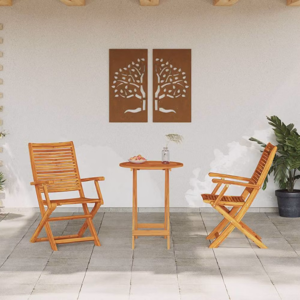 Berkfield Home 3 Piece Bistro Set in Brown Solid Acacia Wood – 2