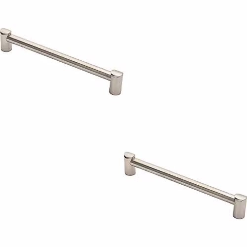 Loops 2 Pack Round Tube Pull Handles in Brushed Silver, 244 mm Length with 224 mm Fixing Centres