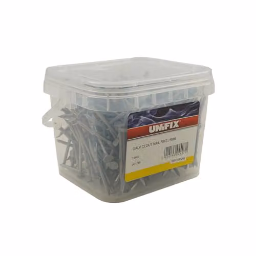 Unifix Galvanised Broad Flat Clout Nails, Silver, 40mm, 2.5kg Tub (Pack of 4)