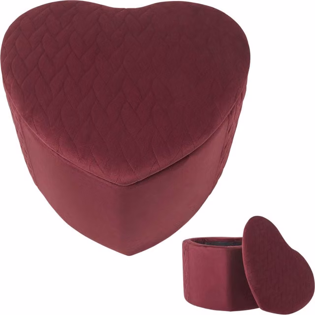 Homescapes Red Velvet Footstool with Upholstered Wood Frame