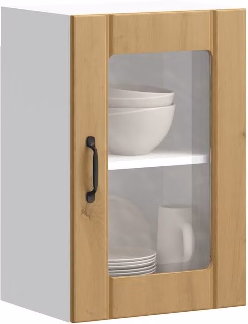 Berkfield Home Lucca Artisan Oak Kitchen Wall Cabinet with Glass Doors in Brown