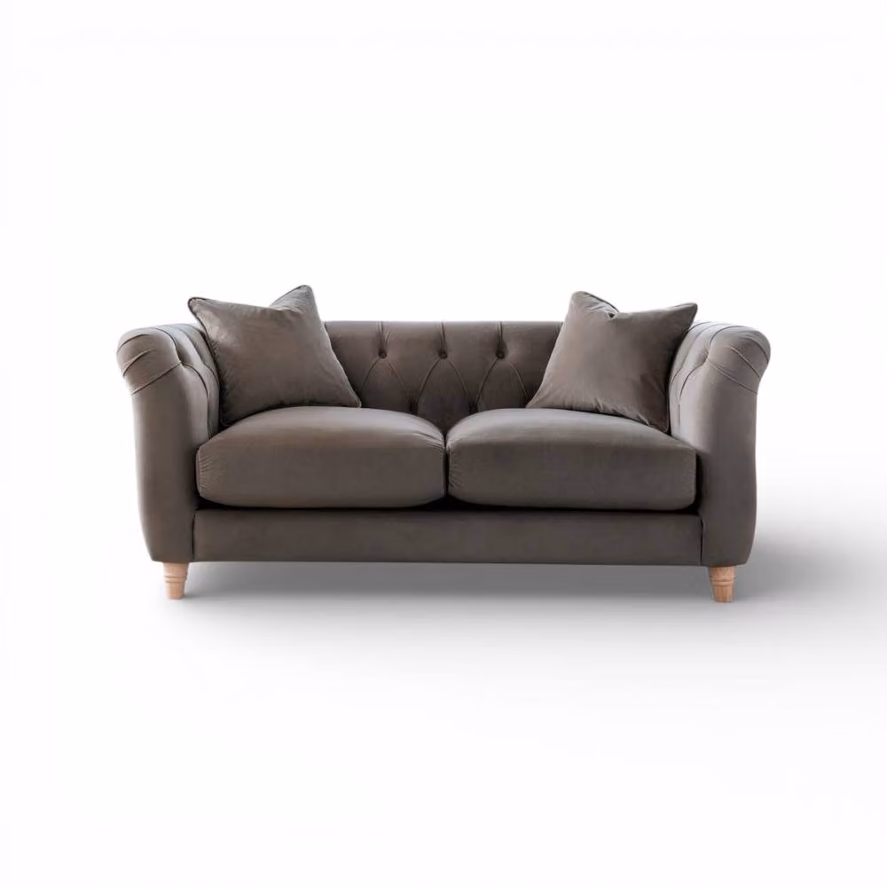 The Great Sofa Company Kensington 2-Seater Velvet Chesterfield Sofa in Grey – 2