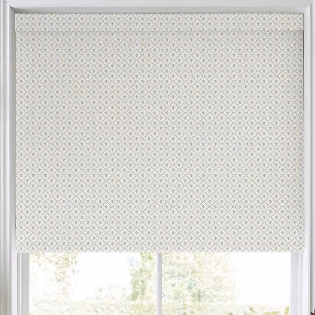 Laura Ashley Kate Translucent Made to Measure Floral Roller Blind in Pale Seaspray Blue