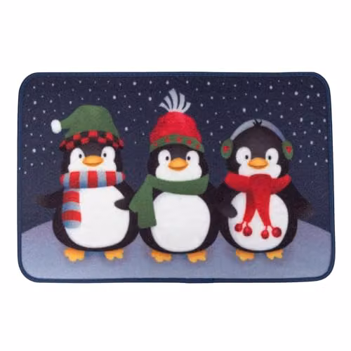 Samuel Alexander Frosty Penguins Fabric Christmas Doormat, Multicolour, W: 60 cm, D: 40 cm – 8