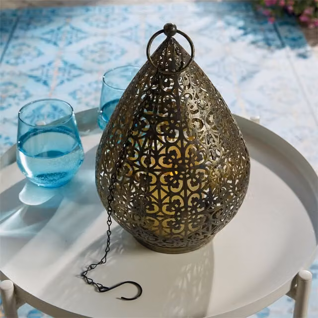 Luxform Palmyra USB Rechargeable Battery Hanging LED Garden Lamp in Antique Bronze