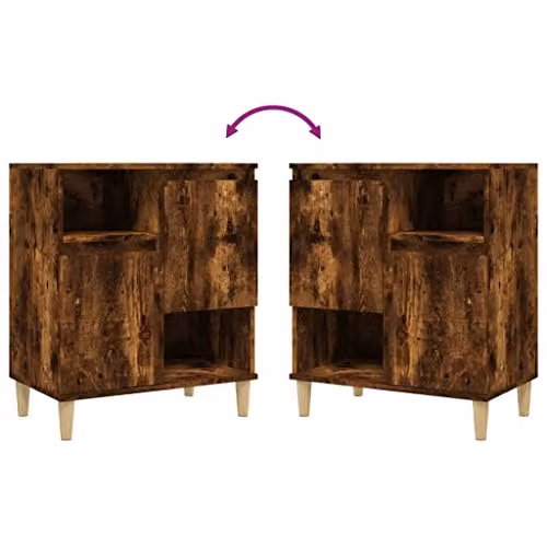 vidaXL Set of 3 Sideboards in Smoked Oak Brown, Engineered Wood, W/D/H: 60 x 35 x 70 cm – 3