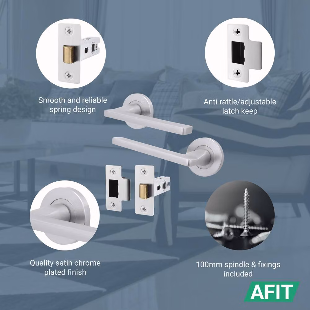 AFIT Satin Chrome Internal Door Handle and Latch Set in Silver – 2