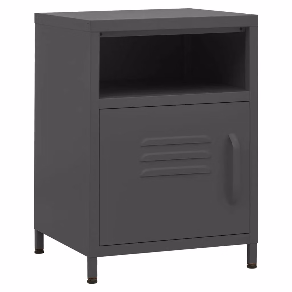 Berkfield Home Set of 2 Anthracite Modern Metal Nightstands, W/D/H: 35 x 35 x 51 cm – 2