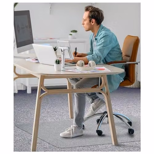 Floortex Ecotex BioPVC Rectangular Chair Mat for Low Pile Carpets, Transparent, W: 116 cm x L: 150 cm – 1
