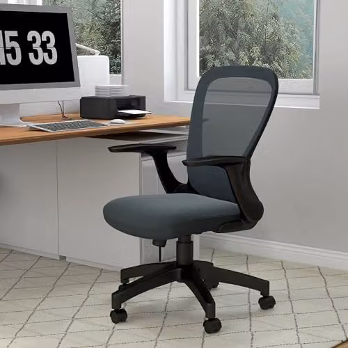 Vinsetto Ergonomic Mesh Office Chair in Anthracite Grey with Armrests and Swivel Function – 2