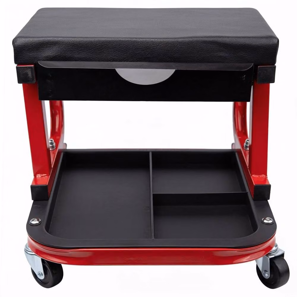 NESTLUNE Mechanics Padded Creeper Trolley Seat in Red, W: 52 cm – 5