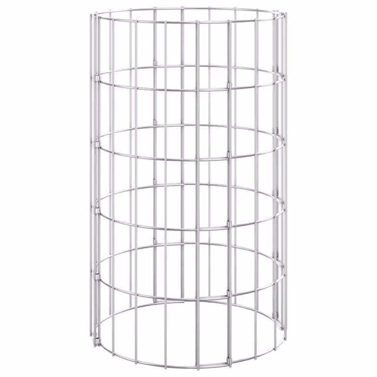 Berkfield Home Circular Gabion Pole in Galvanised Steel, Silver, W/D/H: 30 x 30 x 50 cm