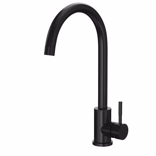 Reginox Taravo MB Single Lever Swan Neck Kitchen Mixer Tap in Matt Black