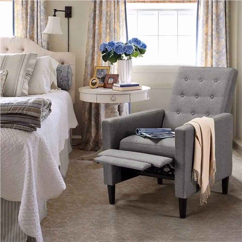 PAWNORA Grey Fabric Adjustable Relax Recliner Armchair with Ottoman Extension – 5