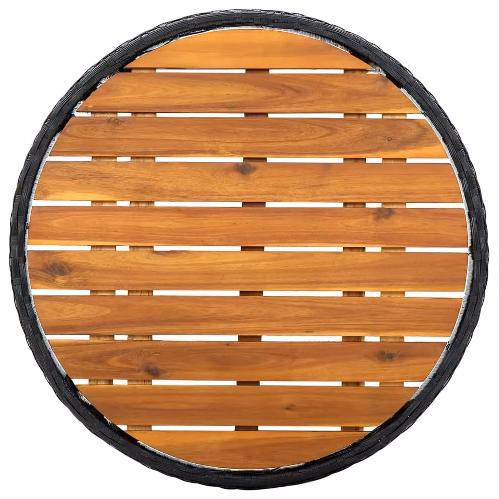 Berkfield Home Black Poly Rattan and Solid Acacia Wood Tea Table – 3