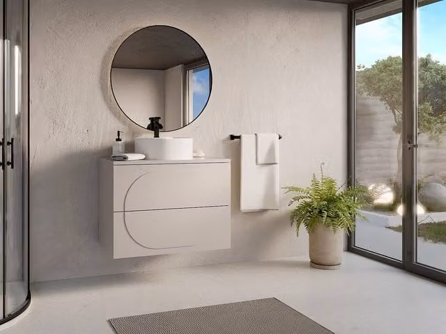 Vente-unique VUTOMA Wall-Hung Vanity Unit in Matt Beige, W/D/H: 80 x 46 x 60 cm