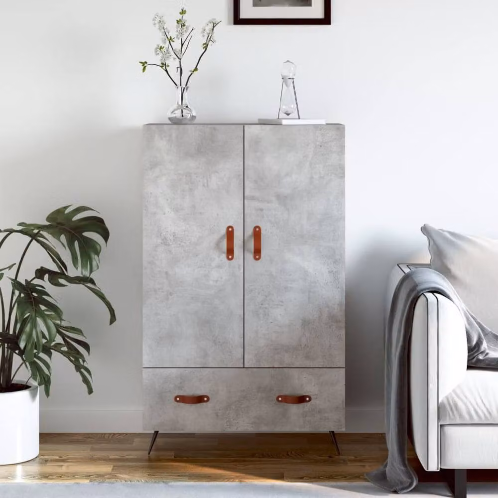 Berkfield Home Highboard in Concrete Grey, W/D/H: 69.5 x 31 x 115 cm – 2