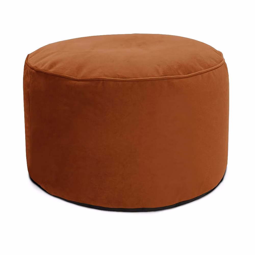 rucomfy Velvet Pouffe Indoor Bean Bag Footstool in Burnt Orange – 3