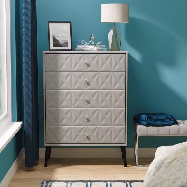 Ready Assembled 2 U Toledo 5 Drawer Chest in Dark Grey