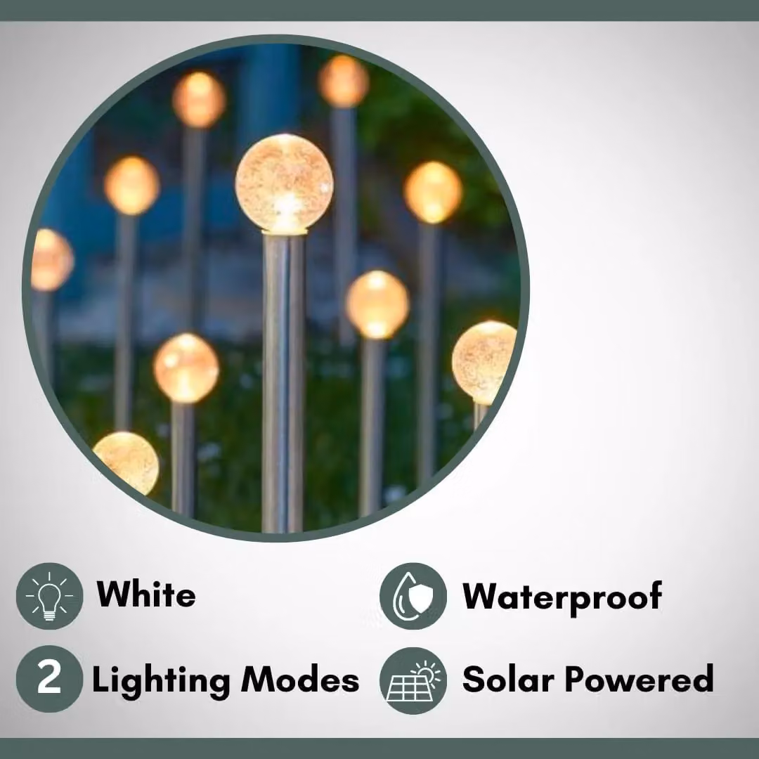 Marco Paul 10-Pack Solar Glowball Sphere Stake Lights in White – 4