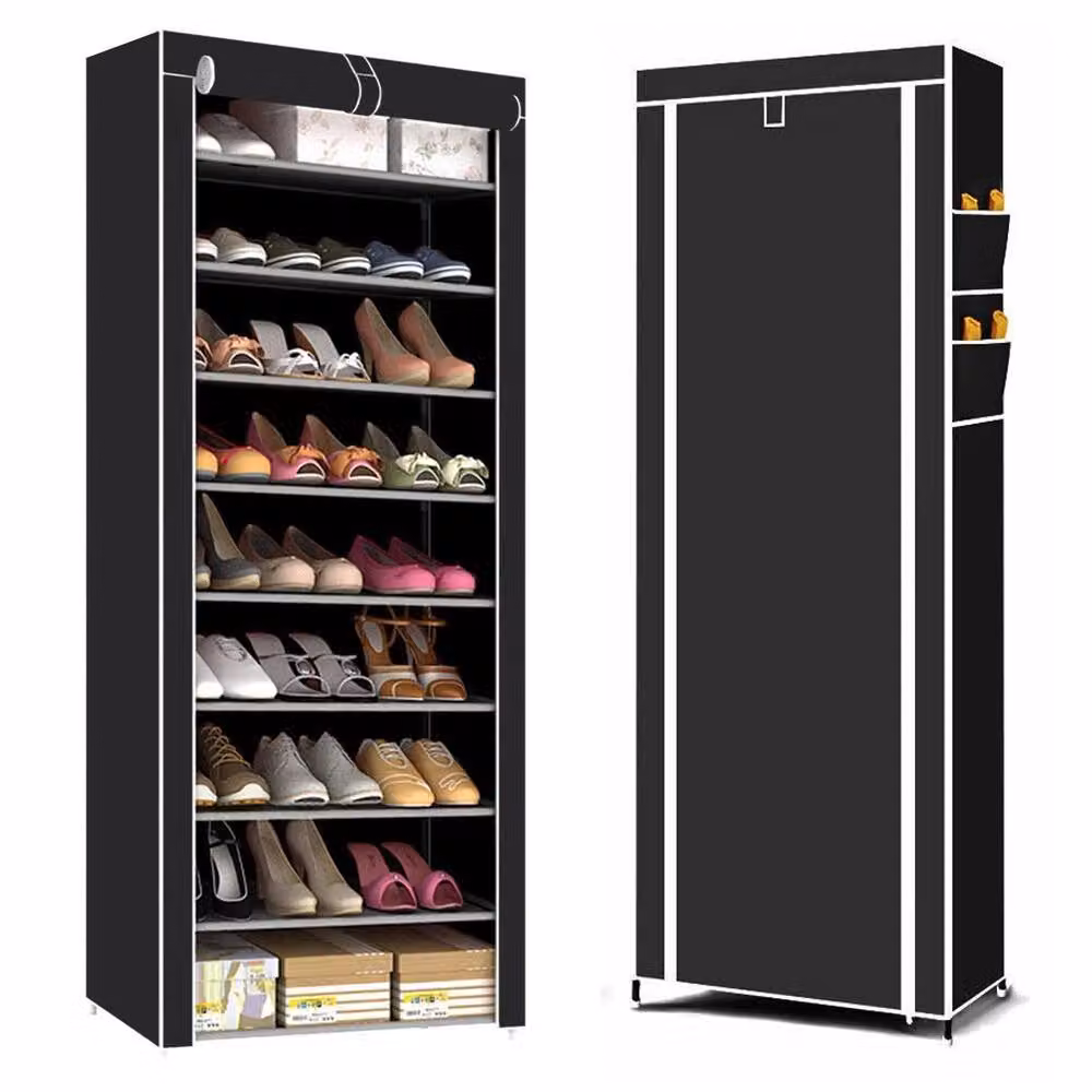 FORGEVIO 9 Tier Cabinet Storage Organiser Shoe Rack Stand in Black – 5