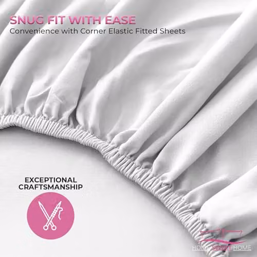 Home Sweet Home UK Single White Microfibre Fitted Bed Sheet, Extra Deep 40 cm, W/D/H: 90 x 190 x 40 cm – 4