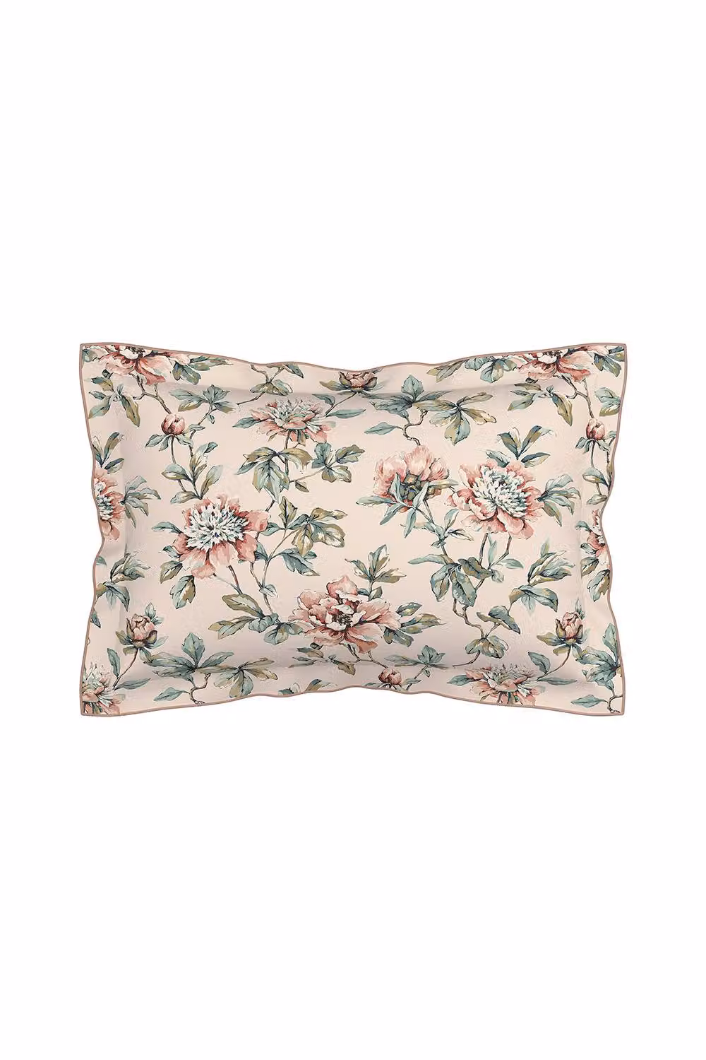 V&A Peony Blossom Cotton Percale Duvet Cover and Pillowcase Set in Pink and Green, W/D/H: 90 x 200 cm – 2