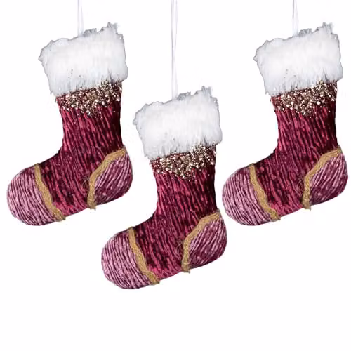 Shatchi Pink, Red and White Striped Christmas Stocking Hanging Pendant, 15 cm – 3