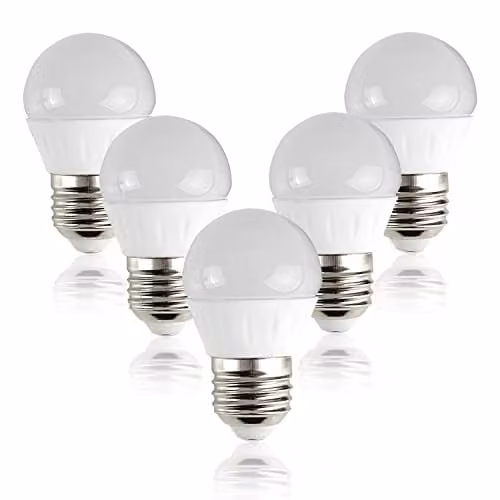 MiniSun Pack of 5 4W LED E27 Golfball Energy Saving Light Bulbs, Cool White 6500K