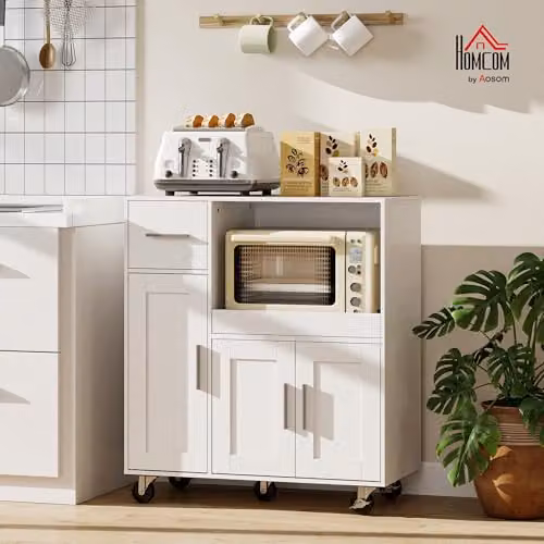 HOMCOM Modern White and Silver Kitchen Base Unit with Internal Drawers and Shelves W/D/H: 88.7 x 40 x 80 cm – 2