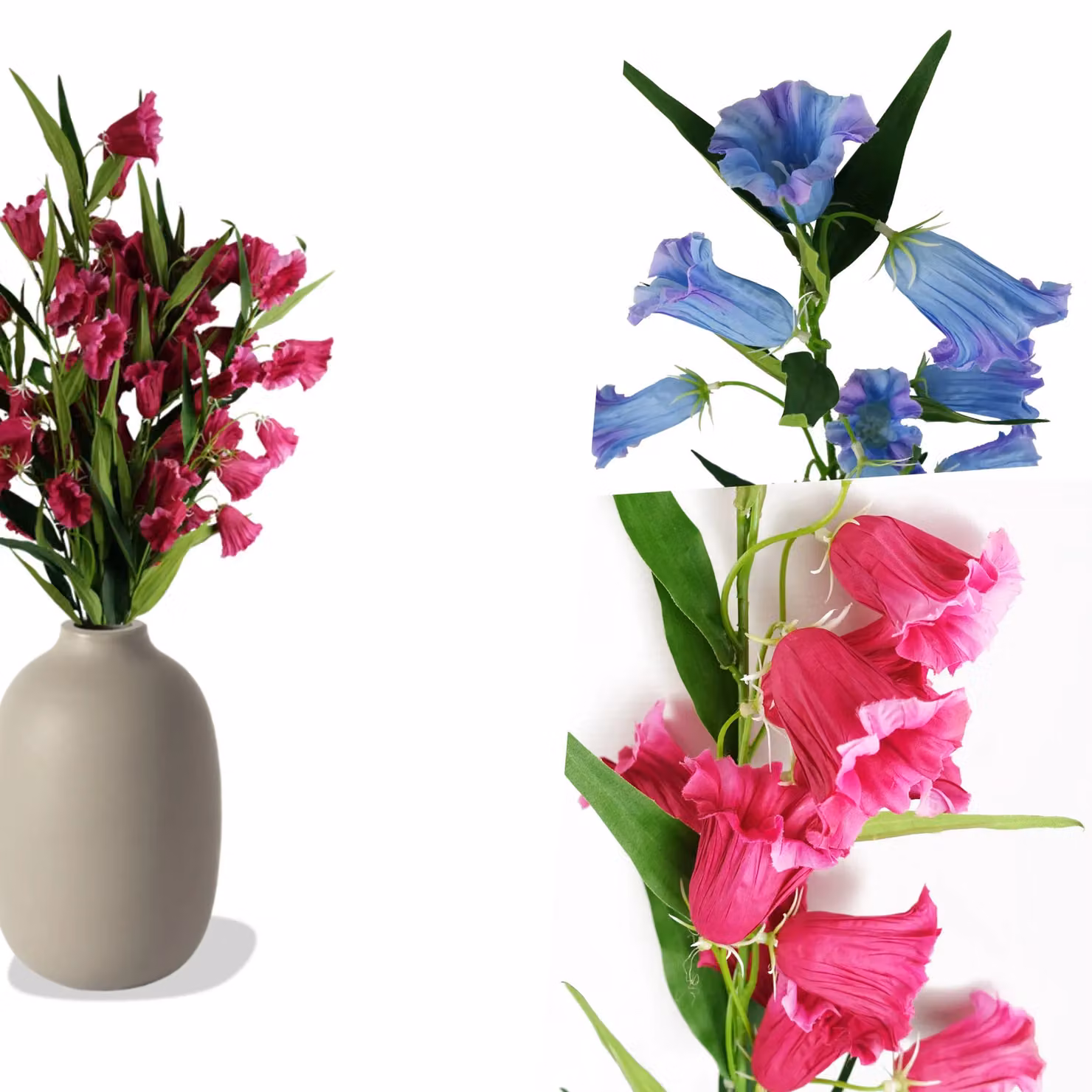 Pegdev Pack of 6 Blue and Pink Artificial Trumpet Flower Stems, 100 cm Height – 4