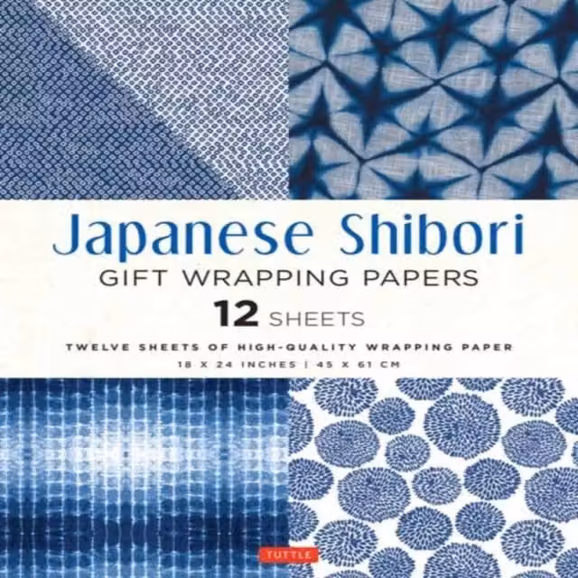 Tuttle Publishing Japanese Shibori Gift Wrapping Papers, 12 Sheets, Multicolour and Blue