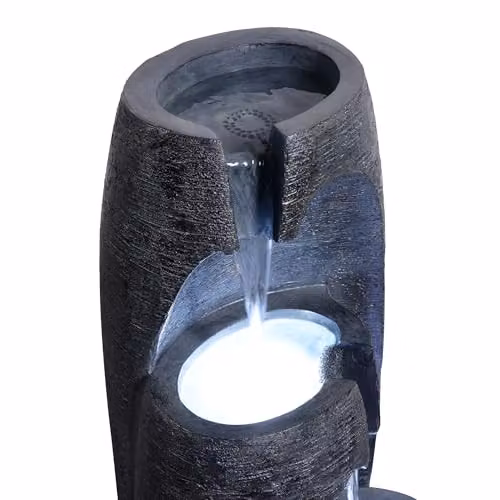 Teamson Home Modern 3-Tier Cascading Urn Outdoor Water Feature with LED Lights, Black – 5