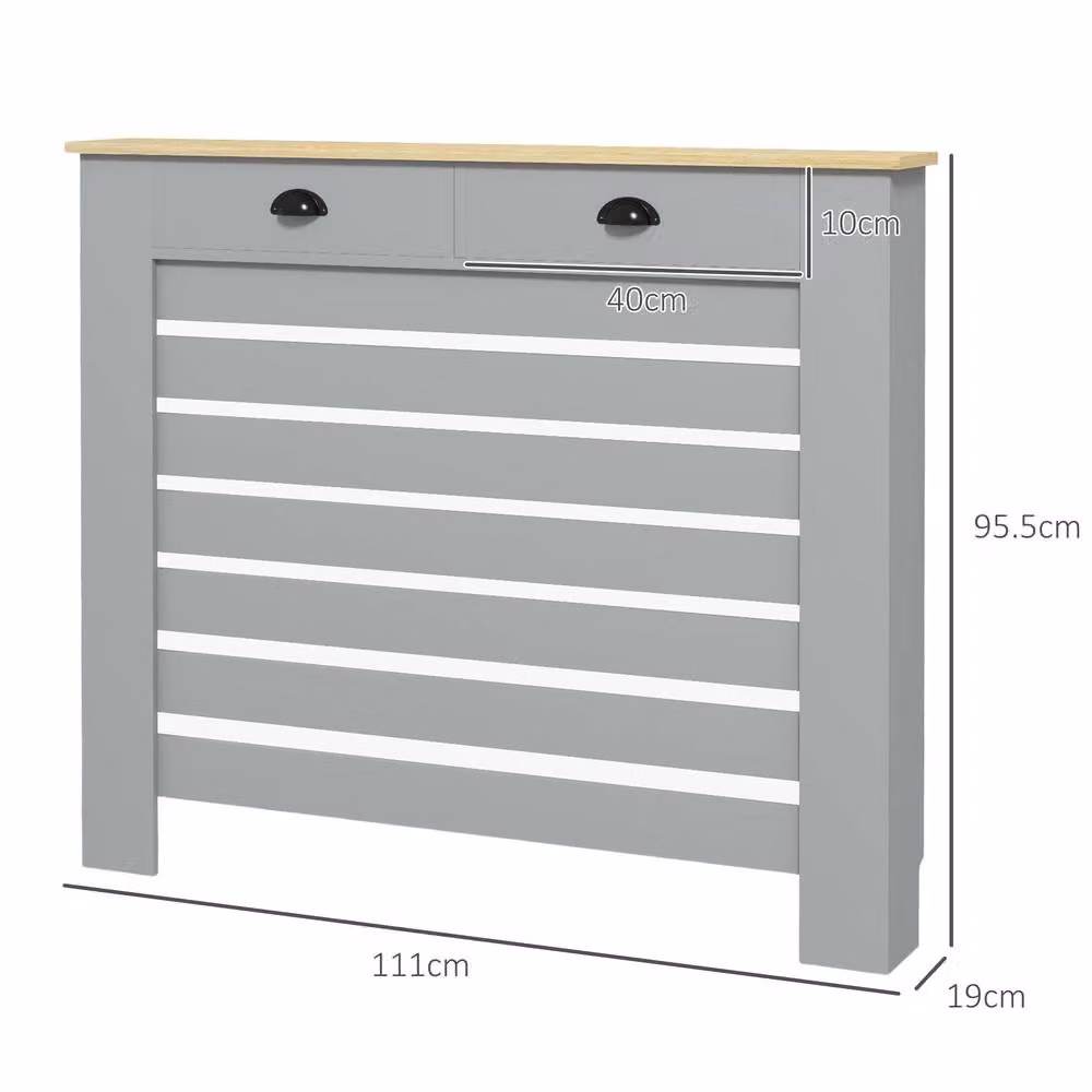 STILVORA Radiator Cover with Drawer in Grey Matt MDF – 2