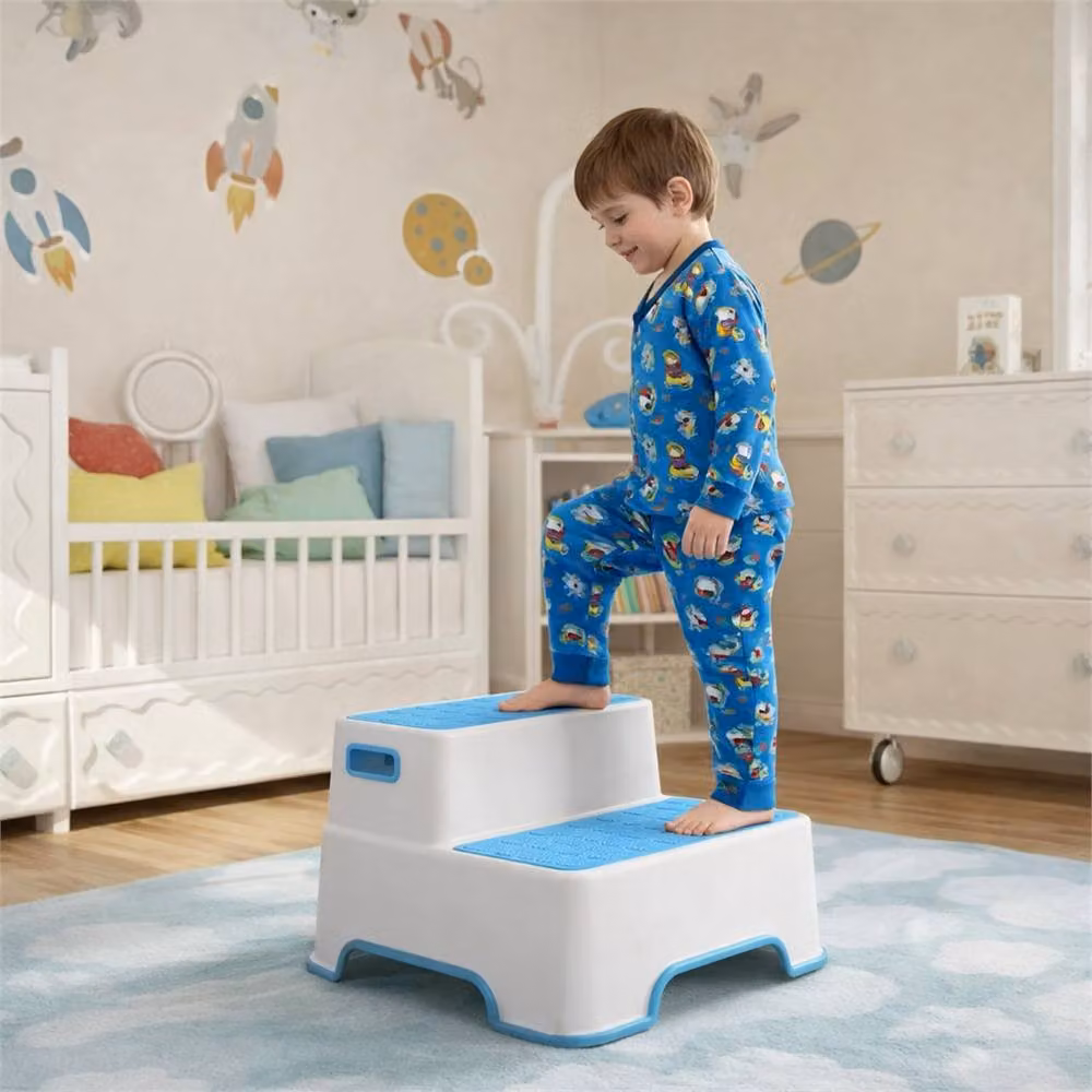 FORGEVIO Blue and White Non-Slip Dual Step Stool for Toddlers – 2