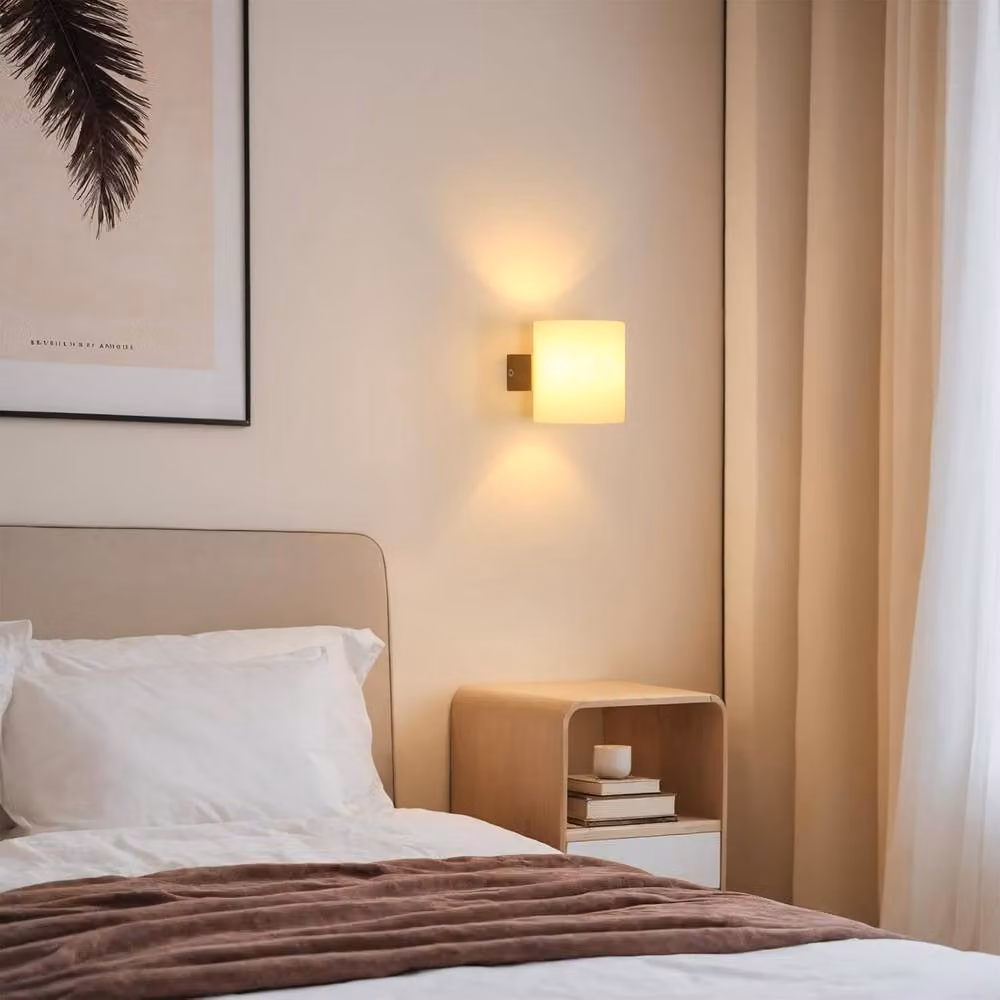 COMELY Vintage Wood and Glass Indoor Wall Lights with E27 Base in White and Brown – 2
